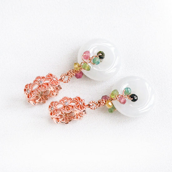 Intricate Ear Hoops and Jade with Colourful Gem Vine 2