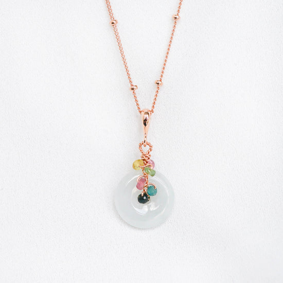 Jade with Colourful Gem Vine Necklace 2