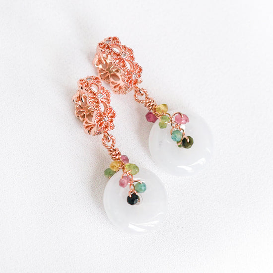 Intricate Ear Hoops and Jade with Colourful Gem Vine 2