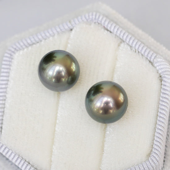 Tahitian Pearl Ear Studs in 18K White Gold - T176