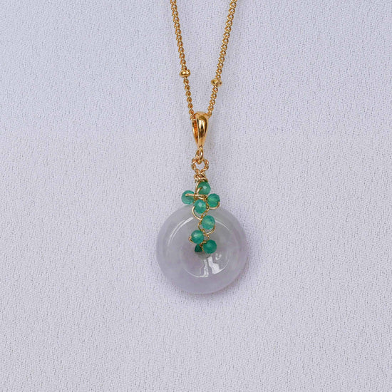 Lavender Jade with Green Onyx Vine Necklace - VLJV9