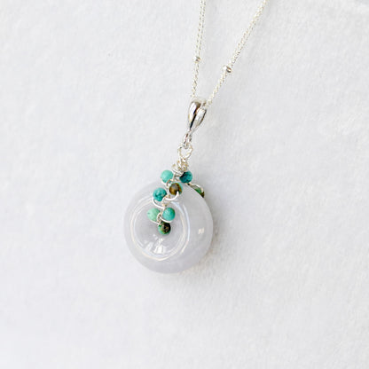 Lavender Jade with Turquoise Vine Necklace - VLJV6