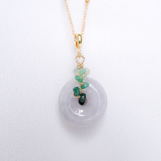Lavender Jade with Emerald Vine Necklace - VLJV4