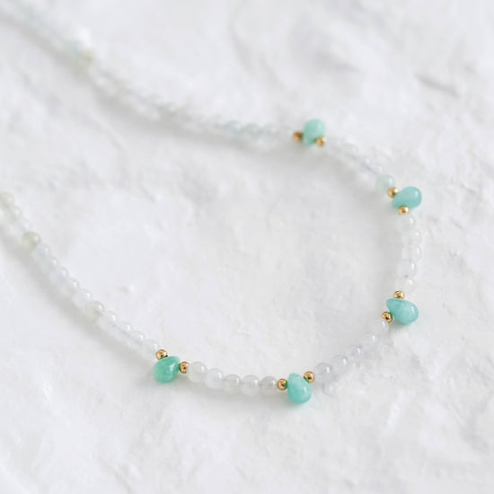 White Jade and Amazonite Drop Necklace