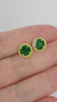 Milgrain Jade Disc Earrings