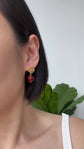 Peranakan Ear Studs with Red Agate