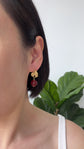 Three Leaf Hook Earrings with Red Agate
