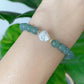 Glacial Teal Jade with Deluxe Pearl and Gingko Leaf Bracelet B2382