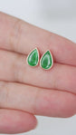 Unique Jade Bezel Ear Studs - 1524JER