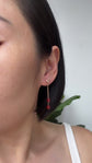 Diamond Ear Studs with Red Agate