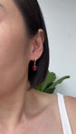 CZ Hoop Earrings with Red Agate