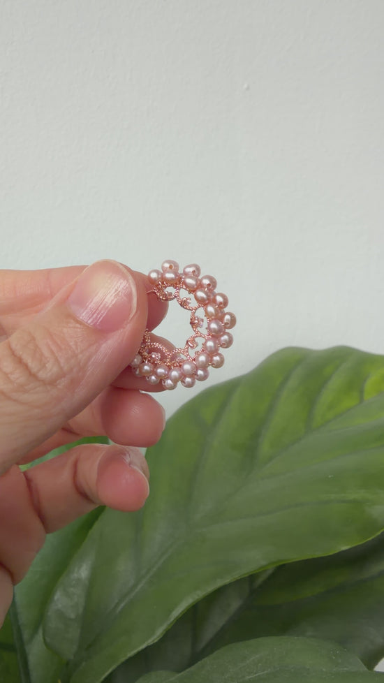 Blush Pearl Glitzy Hoop Earrings