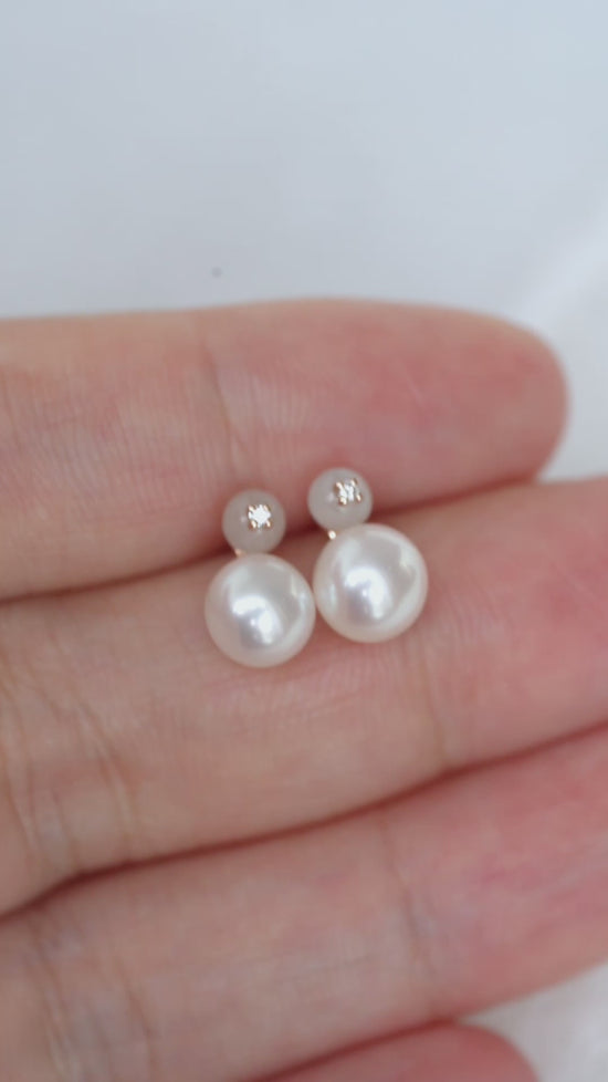 Pearl and Jade Orbit Earrings in 14K Gold