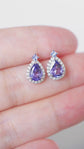 Tanzanite Royal Halo Earrings - 14K White Gold 1579TEW