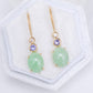Apple Green Jade and Blue Sapphire Hook Earrings - 18K Gold
