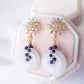 White Jade with Lapis Lazuli Vine Snow Earrings