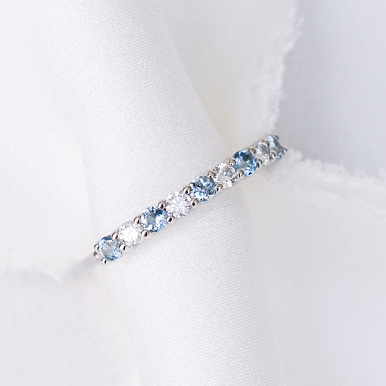 Milestone Ring with Aquamarine and Diamonds