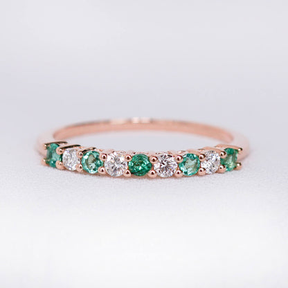 Milestone Ring with Emerald and Diamonds