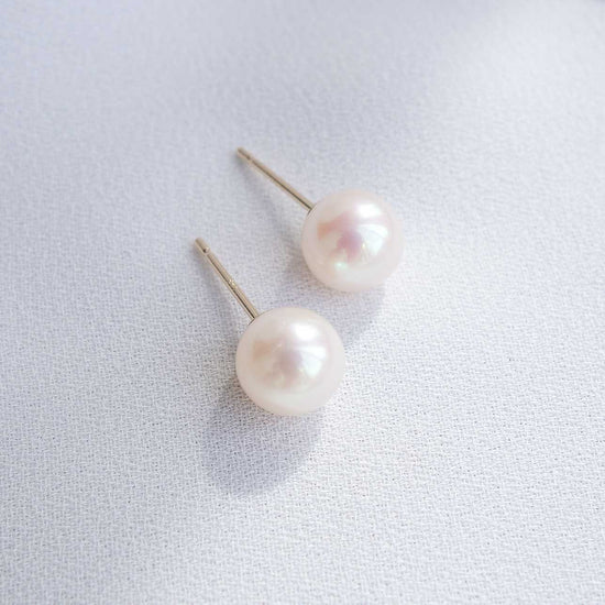 Freshwater Pearl Ear Studs in 14K Gold -6-6.5mm