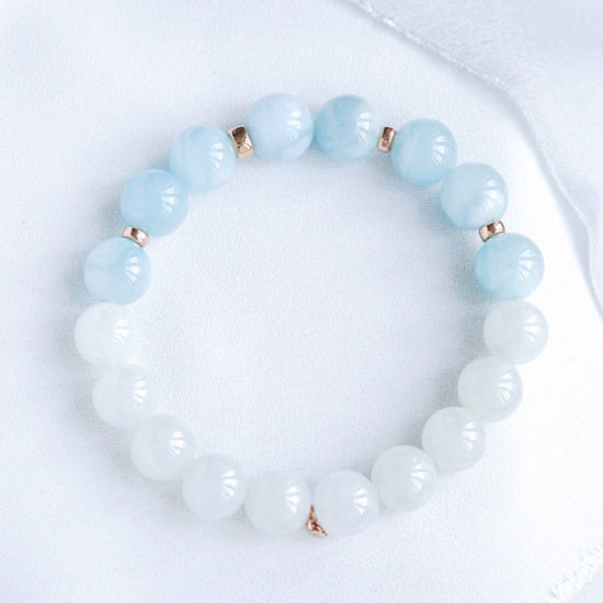 White Jade and Aquamarine Bracelet 711B