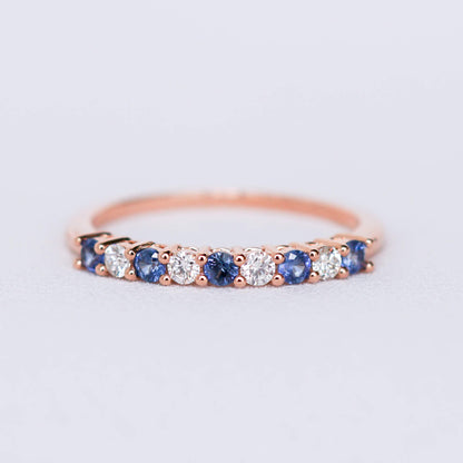 Milestone Ring with Blue Sapphire and Diamonds