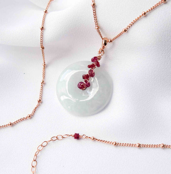 Light Jade with Ruby Vine Necklace
