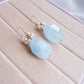 Aquamarine Nugget and Pearl Cluster Hook Earrings