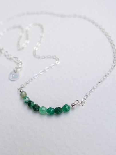 African Jade Gem Bar Necklace