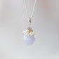 Blue Lace Agate with Pearl Cluster Necklace - Sterling Silver