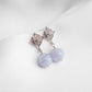Diamond-shaped Ear Studs with Petite Blue Lace Agate Bead
