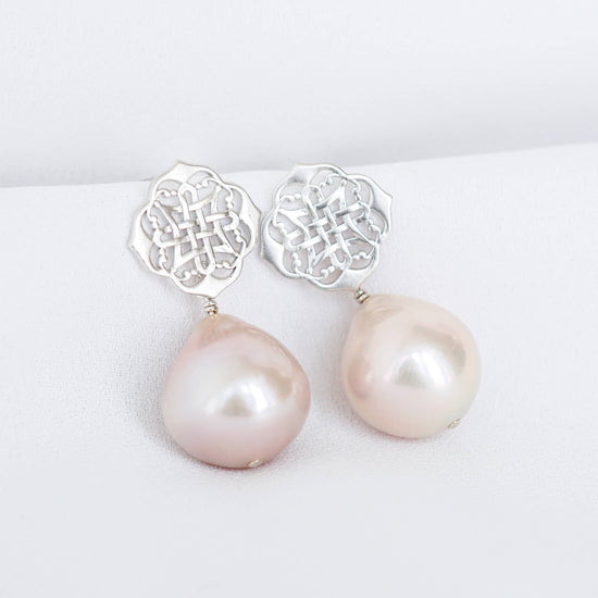 Blush Baroque Pearls with Peranakan Ear Studs - BPE10