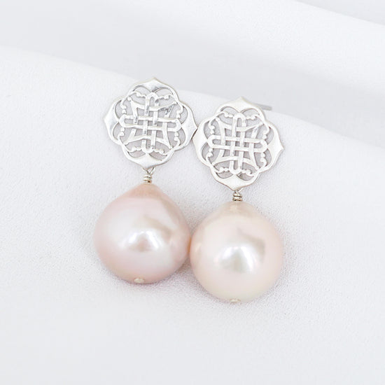 Blush Baroque Pearls with Peranakan Ear Studs - BPE10