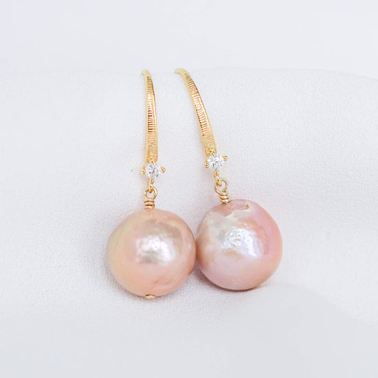 Bronze Baroque Pearls Dapped Hook Earrings - BPE20
