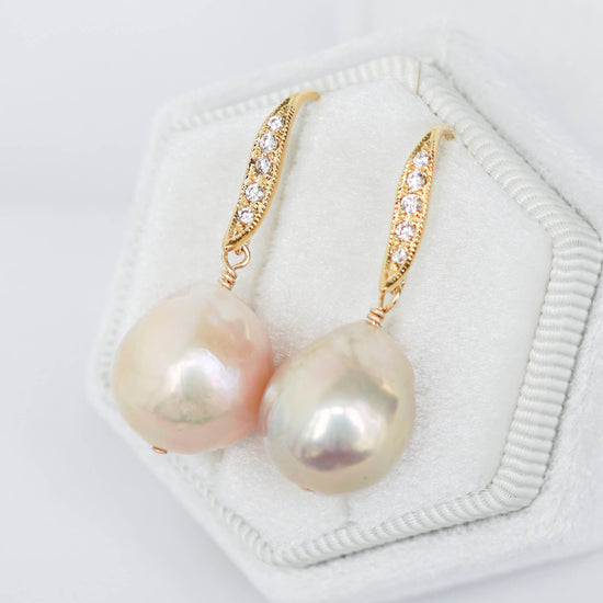 Blush Baroque Pearls Hook Earrings - BPE22