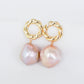 Purple Baroque Pearls Twisted Circle Earrings - BPE26