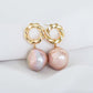 Purple Baroque Pearls Twisted Circle Earrings - BPE26