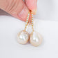 Rainbow Cream Baroque Pearls CZ Hoop Earrings - BPE27