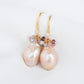 Blush Baroque Pearls with Dapped CZ Ear Hooks and Spinel Cluster - BPE32