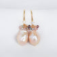 Blush Baroque Pearls with Dapped CZ Ear Hooks and Spinel Cluster - BPE32