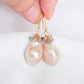 Blush Baroque Pearls with Dapped CZ Ear Hooks and Spinel Cluster - BPE32