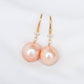 Peach Baroque Pearls Dapped Hook Earrings - BPE33