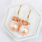 Peach Baroque Pearls with Dapped CZ Ear Hooks and Sapphire Cluster - BPE34