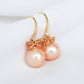 Peach Baroque Pearls with Dapped CZ Ear Hooks and Sapphire Cluster - BPE34