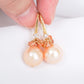 Peach Baroque Pearls with Dapped CZ Ear Hooks and Sapphire Cluster - BPE34