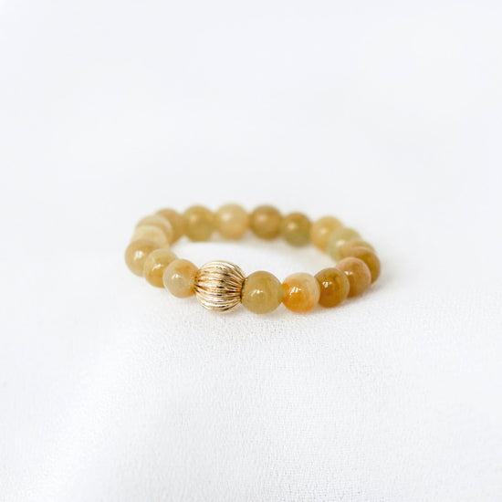Tiny Golden Jade Bead Ring