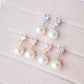 Baguette Ear Studs with Round Pearls