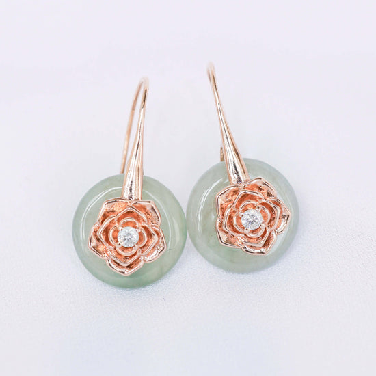 Camellia Hook Jade Earrings CHE23R