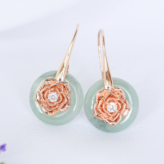 Camellia Hook Jade Earrings CHE25G