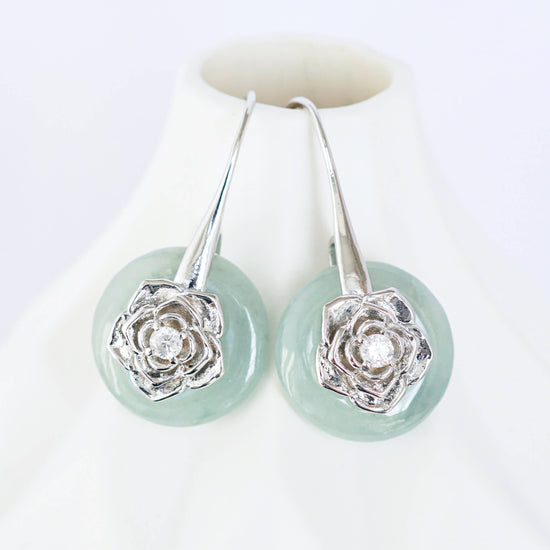 Camellia Hook Jade Earrings CHE48S