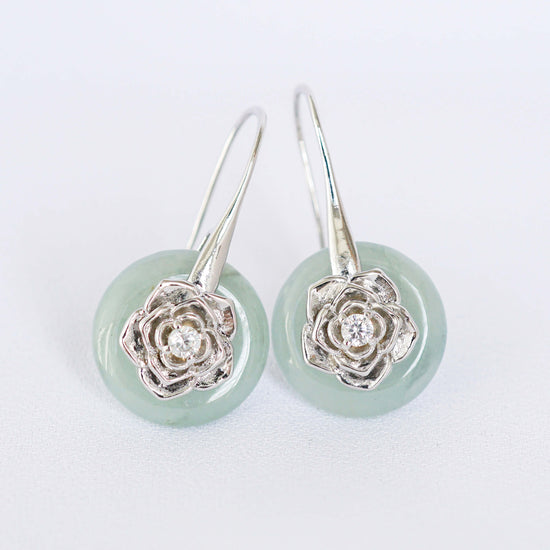 Camellia Hook Jade Earrings CHE48S